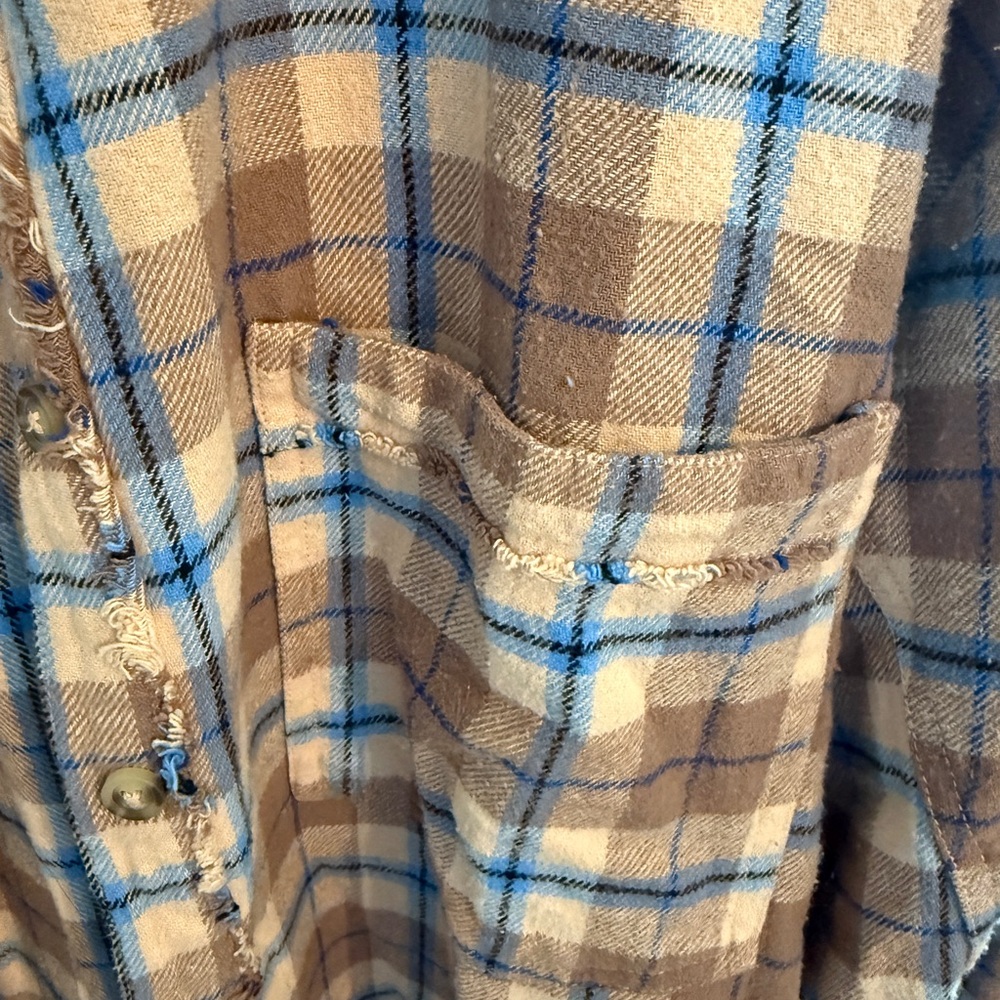 We The Free Brown and Blue Plaid Button-Down Shirt - Picture 3 of 4